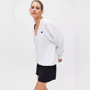 Urban Outfitters Champion Reverse Weave Ribbed V-Neck Sweatshirt